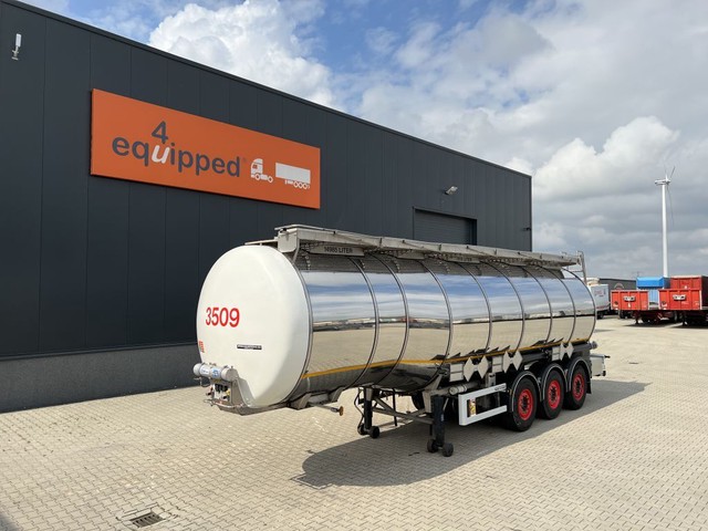 Indox TOP, 37.500L/3-COMP, ADR, compleet nieuw assenstel (2021), Hydro: 2024, 2x liftas, L4BH, NL-trailer, APK/ADR: 03/2023